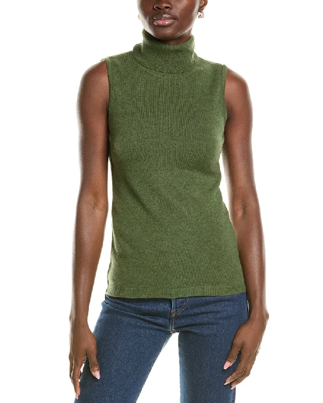 Forte Cashmere Sleeveless Turtleneck Cashmere Sweater