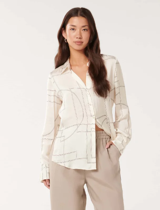 Harvey Notched Neck Satin Shirt