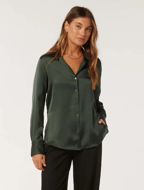 Harvey Notched Neck Satin Shirt