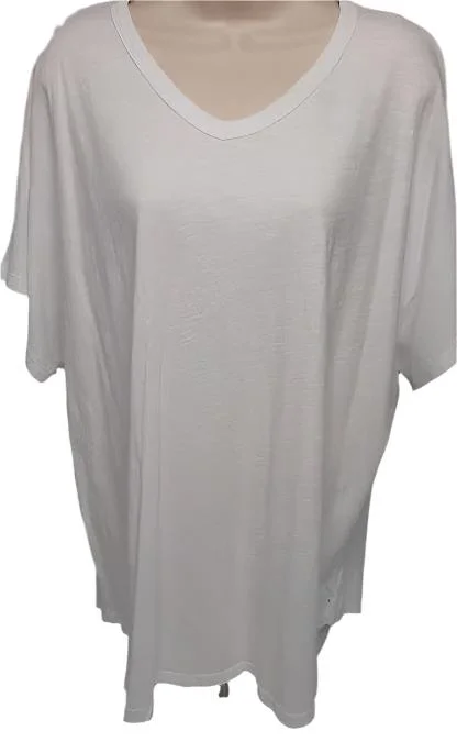 Jess & Jane  M91-Wht  Tea Shirt-V-Neck-White-Women's