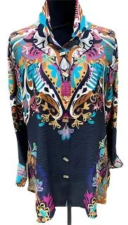 Womens Button Down the Front Blouse Multi colors