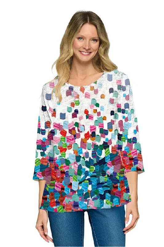 Shirt 3/4 Sleeve Multi Color Falling Blocks Honey tk3140 181