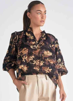 Shirt  Pleasant Blouse ruffle on shoulder and sleeve Women's VP11283 Black