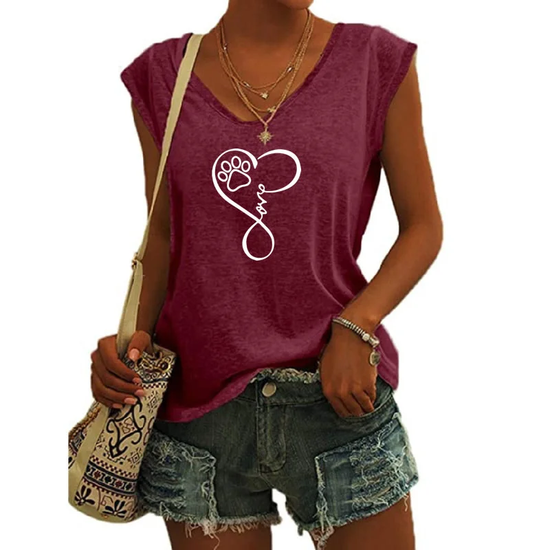 DOG Heart shirts for women drop  t-shirts american clothing tshirts with tshirt custom logo printed y2k cotton shirt