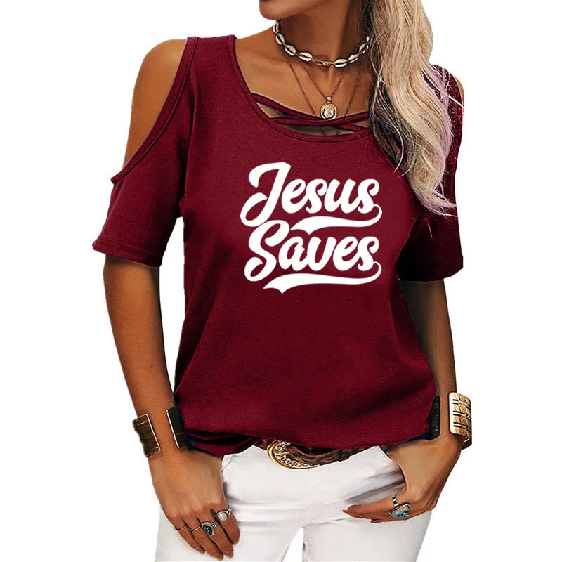 Jesus Faith shirts for women drop shoulder t-shirts american clothing tshirts with logo custom logo printed y2k cotton shirt