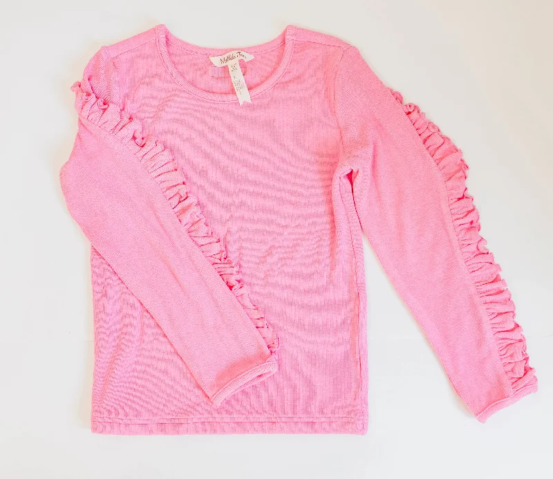 Rosy Ruffle Ribbed Tee