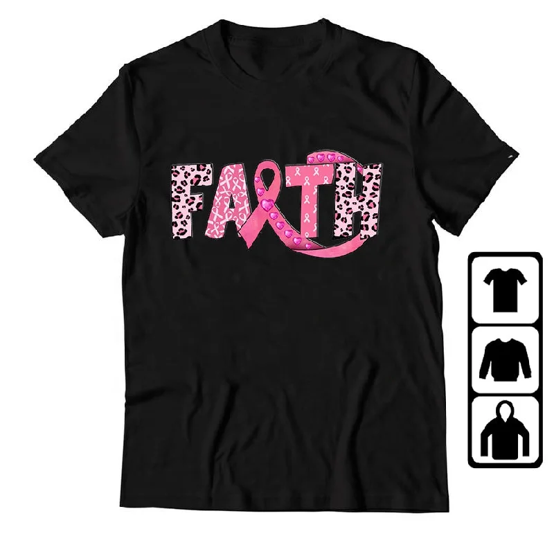 Wholesale Women T Shirt Faith Breast Cancer Pink out Cancer Awareness Print Positive Shirts 100% Cotton Graphic Tees