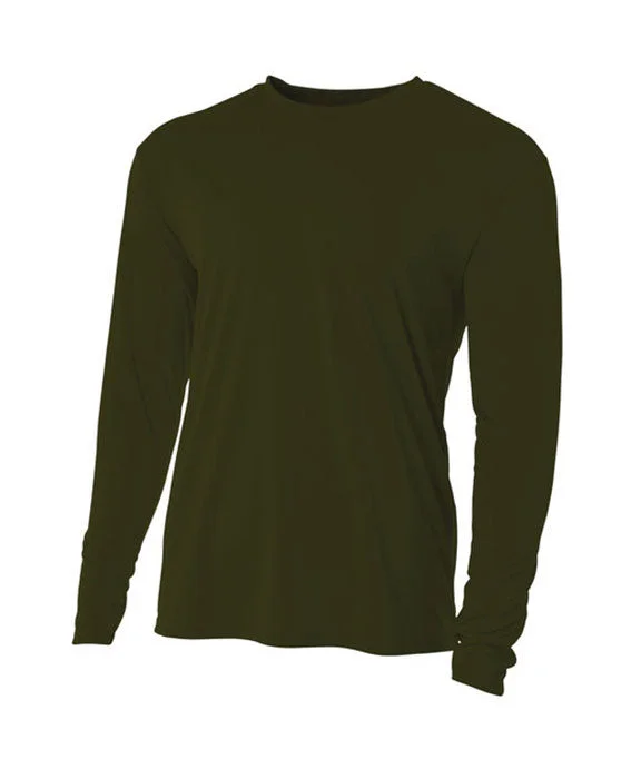 N3165 - A4 Mens Cooling Performance Long Sleeve T-Shirt | Military Green