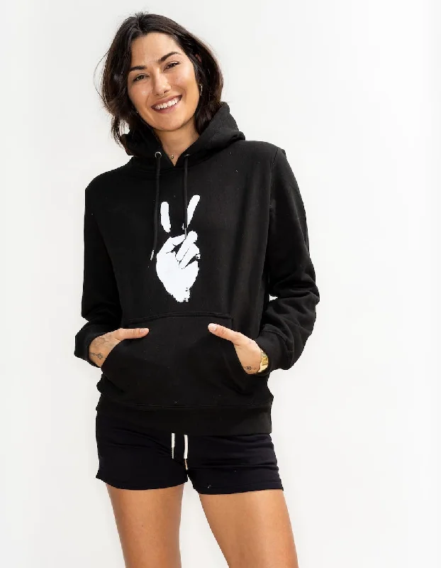 PEACE HEAVYWEIGHT COTTON HOODED SWEATSHIRT - BLACK