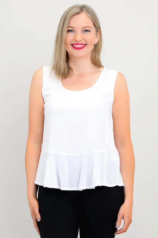 Ginny Tank, White, Linen Bamboo