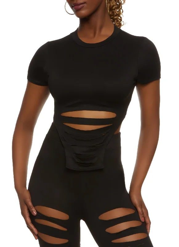 Laser Cut Hanky Hem Crop Top