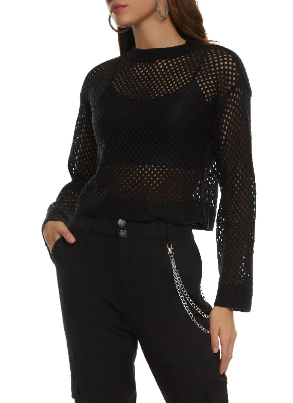 Pointelle Crew Neck Crop Top