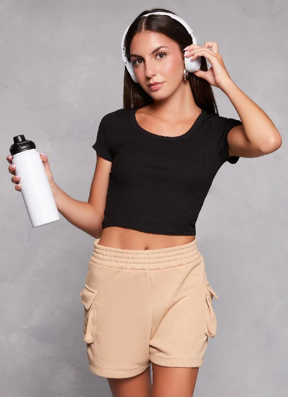 Rib Knit Scoop Neck Crop Top