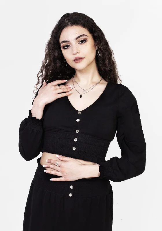 DOLLSOME SHIRRED JERSEY CROP TOP