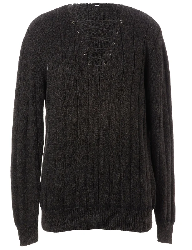 Label Black Lace Up Jumper