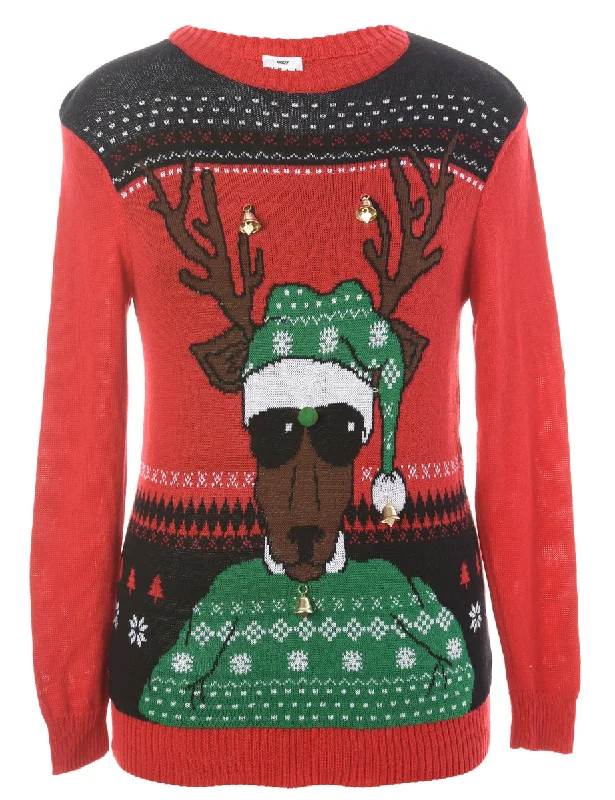 Label Christmas Jumper With Bells