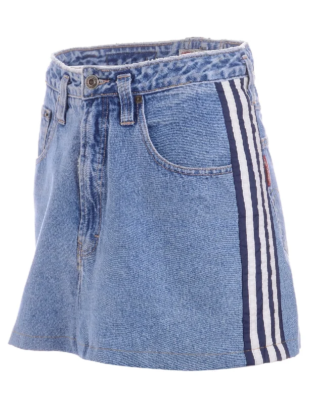 Label Steph Branded Stripe Denim Skirt