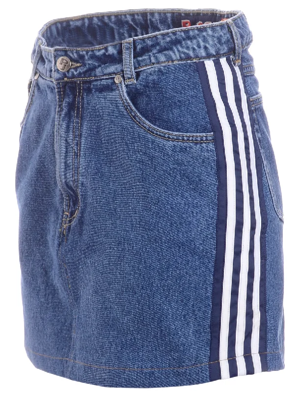 Label Steph Branded Stripe Denim Skirt