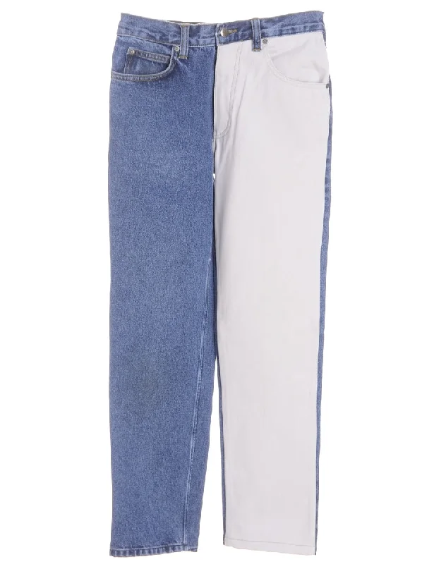 Label Tapered Colour Block Jeans