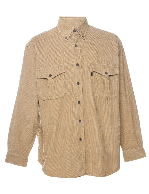 Light Brown Checked Corduroy Shirt - L