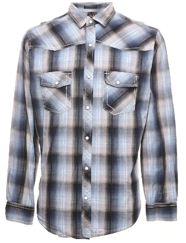 Long Sleeved Western Checked Shirt - M